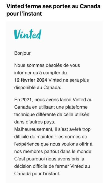 Fermeture de Vinted au Canada